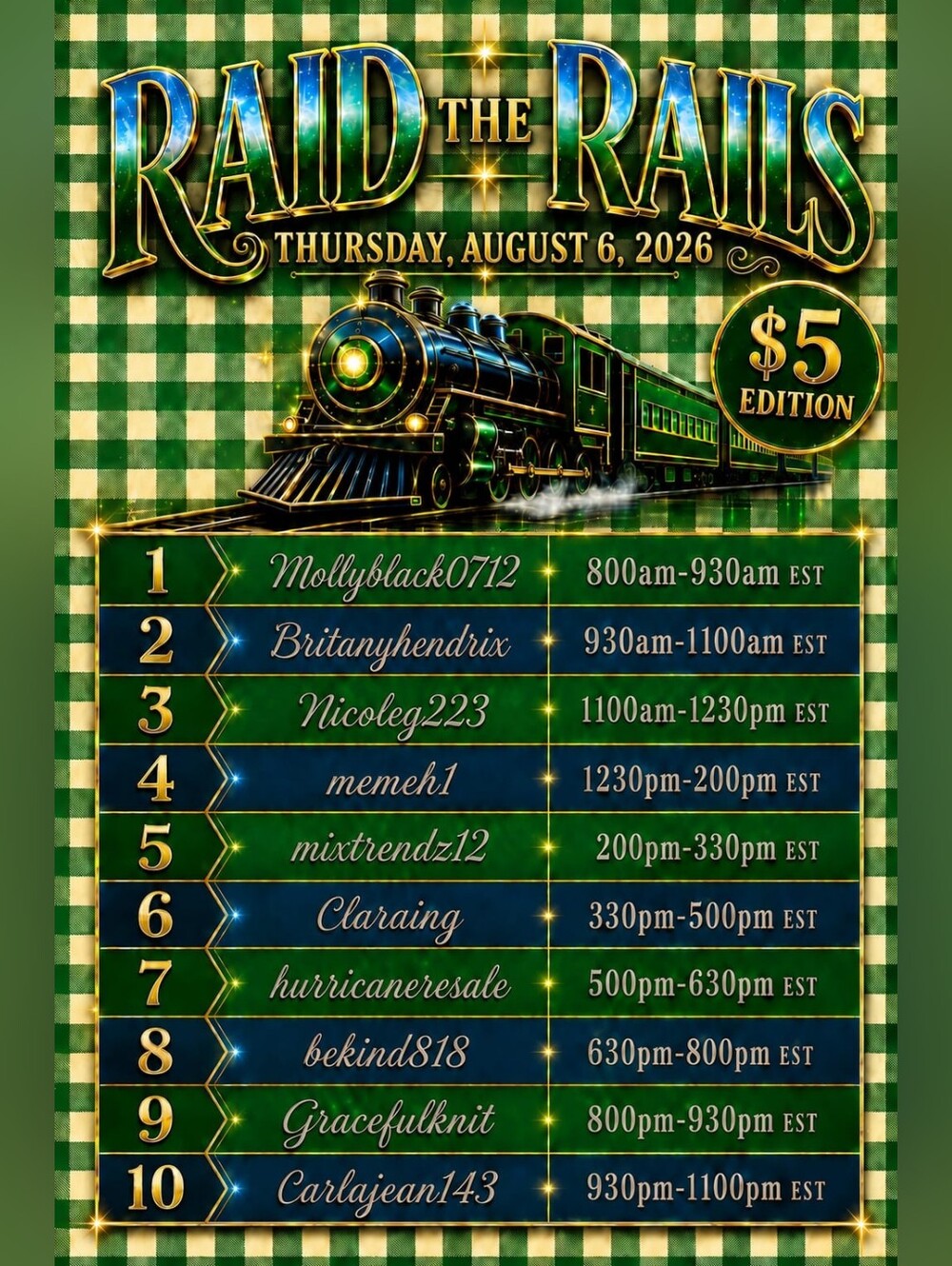 August 6th - Trendy Treasures Train $5 RAID THE RAILS!! - Picture 2 of 2